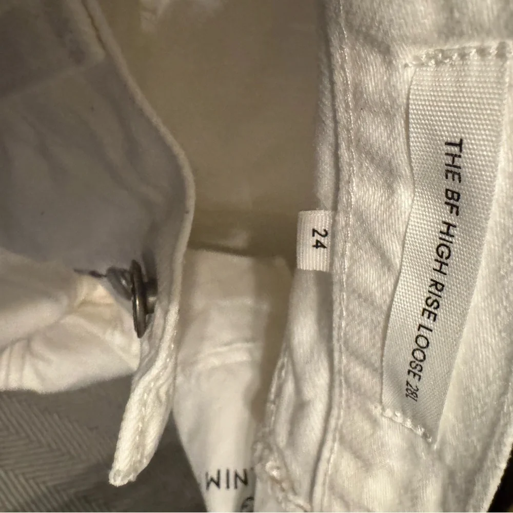 Denim Forum by Aritzia Boyfriend High Rise Loose White Jeans